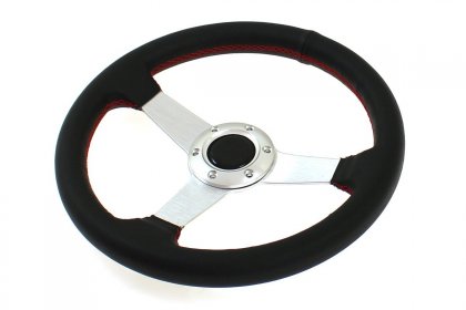 Kierownica Eco 340mm offset:0mm Skóra Silver