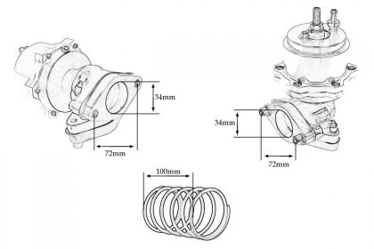 Wastegate zewnętrzny TurboWorks 34mm 0,5 Bar Silver