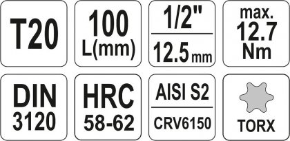 Nástavec prodloužený 1/2" Torx T20