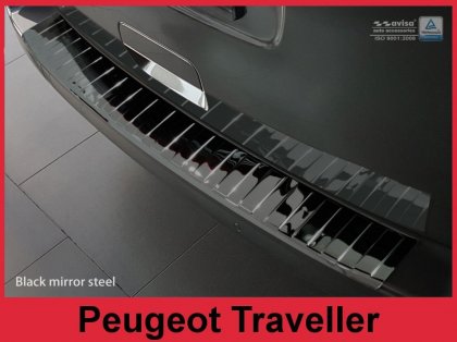 Nerezová ochranná lišta zadního nárazníku Peugeot Traveller 16- černá lesklá
