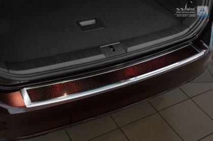 Nerezová ochranná lišta zadního nárazníku VW Passat B8 Variant (kombi) 14- s červeným karbonem
