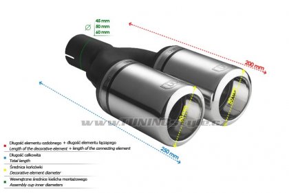 Koncovka výfuku dvojitá bez difuzoru ULTER SPORT 80mm