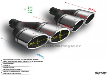 Koncovka výfuku dvojitá levá ULTER SPORT 95x65mm
