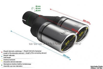 Koncovka výfuku dvojitá pravá ULTER SPORT 90mm