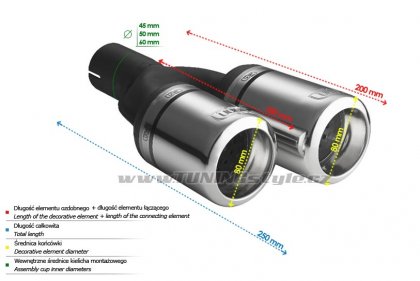 Koncovka výfuku dvojitá typ2 levá ULTER SPORT 80mm