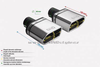 Koncovka výfuku jednoduchá levá ULTER SPORT 110x65mm