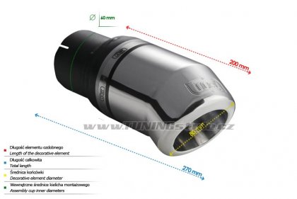 Koncovka výfuku jednoduchá lomená dlouhá typ2 ULTER SPORT 80mm