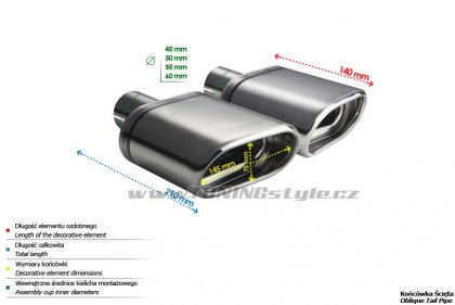 Koncovka výfuku jednoduchá pravá ULTER SPORT 145x75mm