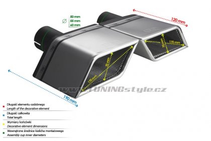 Koncovka výfuku jednoduchá pravá ULTER SPORT 175x70mm