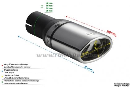 Koncovka výfuku jednoduchá šikmá ULTER SPORT 95x65mm dlouhá