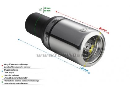 Koncovka výfuku jednoduchá typ3 ULTER SPORT 80mm krátká
