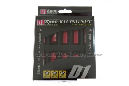 Kované kolové matice (štefty) D1Spec HEX 1.25 red