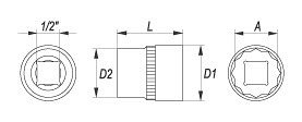 Nástavec 1/2" 30 mm dvanáctihranný