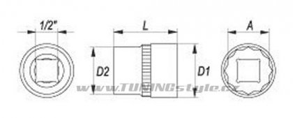 Nástavec 1/2" 9 mm dvanáctihranný