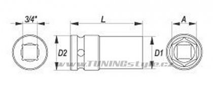 Nástavec 3/4" rázový šestihranný hluboký 30 mm CrMo