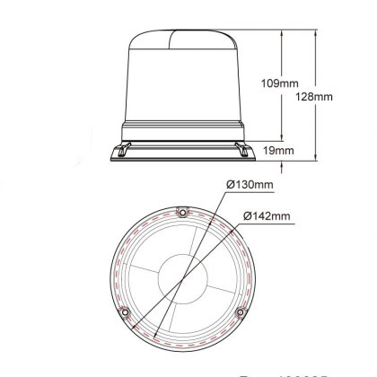Oranžový maják s úchytem na magnet, 10LED, B14-MAG-A