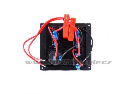 Panel přepínačů 12V, 3x SPST/ON-OFF, 1x zapalovač, 2x pojistka 15A, IP68