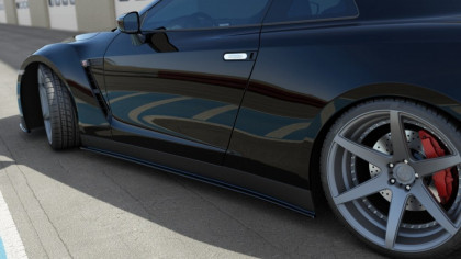 Prahové lišty NISSAN GT-R PŘED FACELIFTEM COUPE (R35-SERIES) (2007-2010) černý lesklý plast