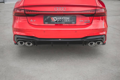 Difuzor zadního nárazníku Audi A7 C8 S-Line + imitace koncovek černý lesklý plast