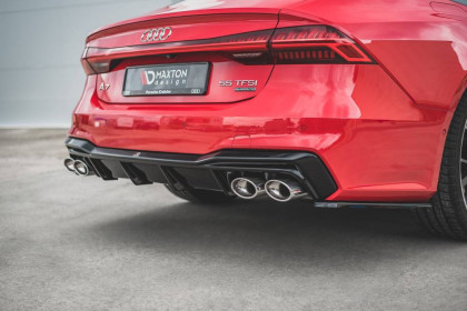 Difuzor zadního nárazníku Audi A7 C8 S-Line + imitace koncovek černý lesklý plast