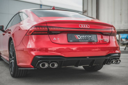Difuzor zadního nárazníku Audi A7 C8 S-Line + imitace koncovek černý lesklý plast