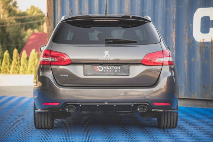 Difuzor zadního nárazníku + imitace koncovek Peugeot 308 SW Mk2 Facelift černý lesklý plast