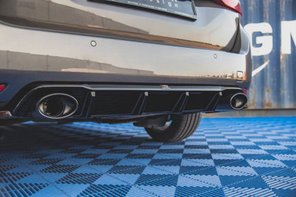 Difuzor zadního nárazníku + imitace koncovek Peugeot 308 SW Mk2 Facelift černý lesklý plast