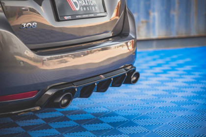 Difuzor zadního nárazníku + imitace koncovek Peugeot 308 SW Mk2 Facelift černý lesklý plast