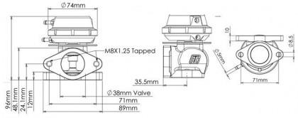 Turbosmart Wastegate 38MM 1,0 Bar Ultra-Gate Purple zewnętrzny