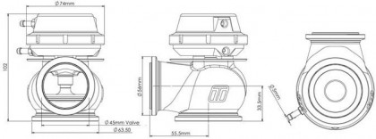Turbosmart Wastegate 45MM 1,0 Bar Hyper-Gate Purple V-Band zewnętrzny