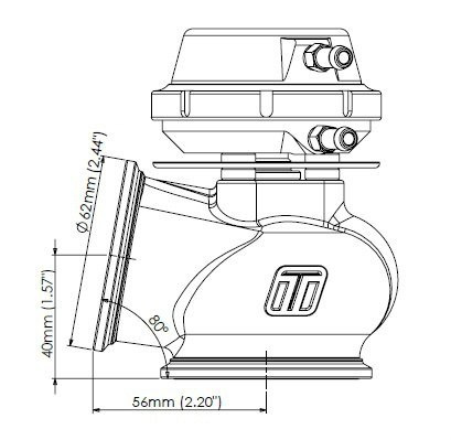 Turbosmart Wastegate 50MM 1,0 Bar Pro-Gate Lite Black zewnętrzny