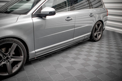 Prahové lišty Volvo V70 Mk3 černý lesklý plast