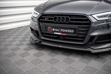 Spojler pod nárazník lipa V.3 Audi S3 Sportback 8V Facelift černý lesklý plast