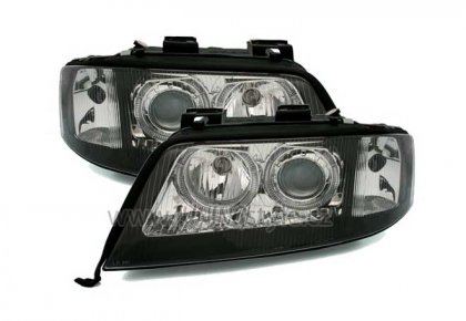 Přední světla angel eyes AUDI A6 97-99 černá
