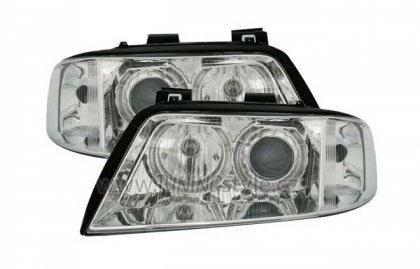 Přední světla angel eyes AUDI A6 97-99 chrom