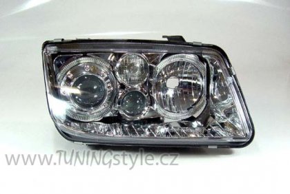 Přední světla angel eyes VW Bora chromová