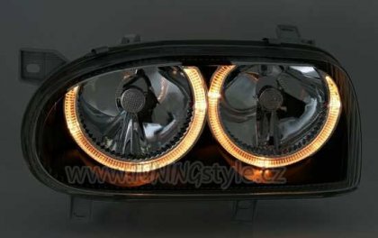 Přední světla angel eyes VW Golf 3 černé