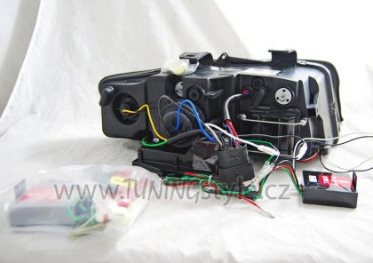 Přední světla s LED TubeLights denními světly Audi A4 B6 00-04 chrom