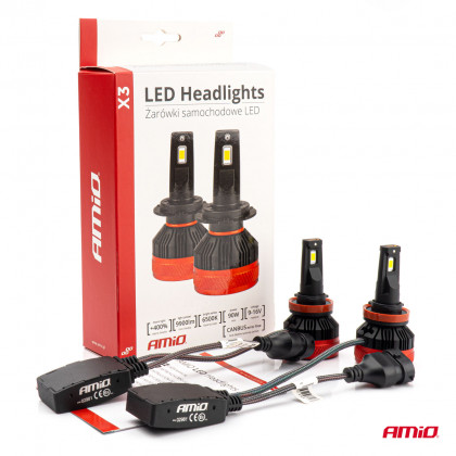 LED žárovky hlavního svícení X3 Series H8/H9/H11 AMiO