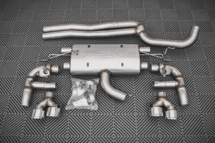 Difuzor zadního nárazníku + Miltec exhaust system Audi RS3 8V Sportback Facelift černý lesklý plast, stříbrné koncovky