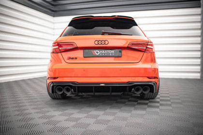 Difuzor zadního nárazníku + Miltec exhaust system Audi RS3 8V Sportback Facelift černý lesklý plast, stříbrné koncovky