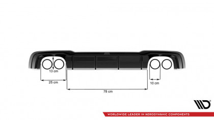 Difuzor zadního nárazníku + Miltec exhaust system Audi RS3 8V Sportback Facelift černý lesklý plast, stříbrné koncovky