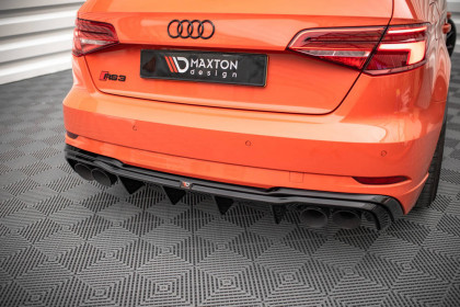 Difuzor zadního nárazníku + Miltec exhaust system Audi RS3 8V Sportback Facelift černý lesklý plast, černé koncovky