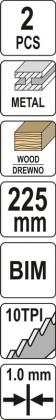 Pilové listy BIM 225mm 10TPI 2ks