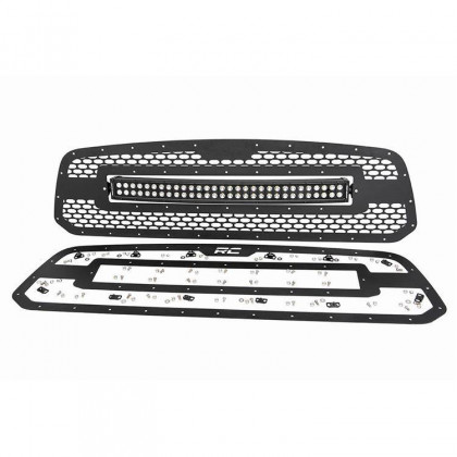 Mesh grille with 30" dual row LED light bar Black Series Rough Country