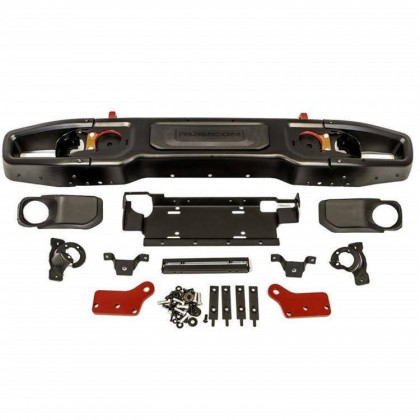 Front steel bumper straight with bull bar and winch plate OFD