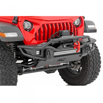 Front tubular bumper with skid plate and LED lights Rough Country