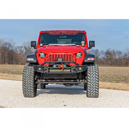Front tubular bumper with skid plate and LED lights Rough Country