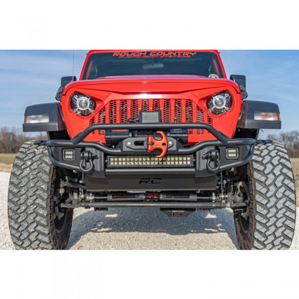 Front tubular bumper with skid plate and LED lights Rough Country