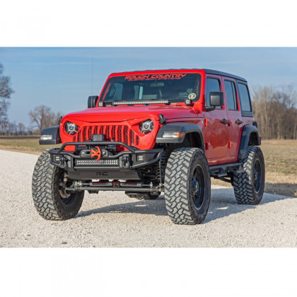 Front tubular bumper with skid plate and LED lights Rough Country